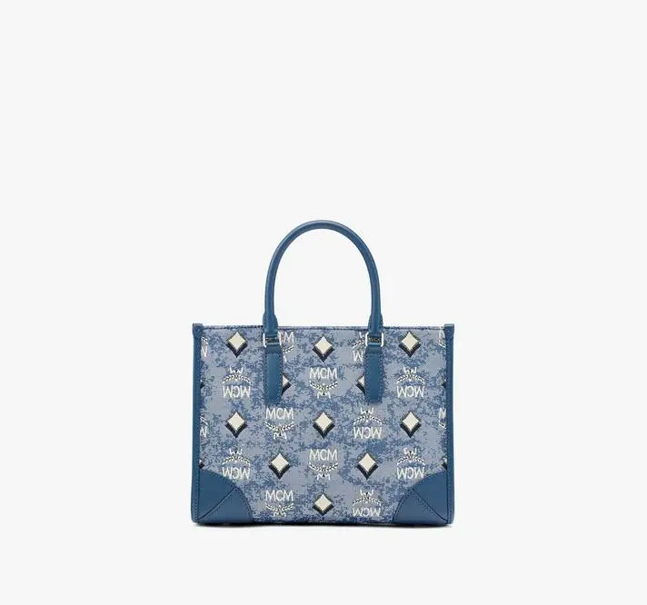 Túi MCM Tote Vintage Jacquard Monogram 'Blue' MWTBATQ02LU001 - Ảnh 4