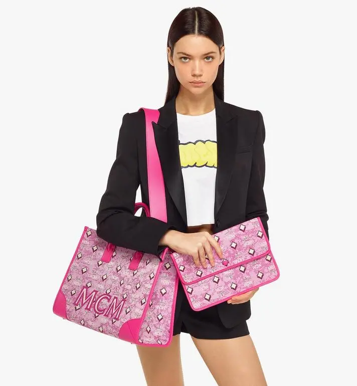 Túi MCM München Tote in Vintage 'Pink' MWTCABO02PK001 - Ảnh 5