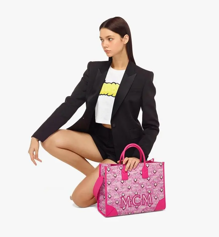 Túi MCM München Tote in Vintage 'Pink' MWTCABO02PK001 - Ảnh 4