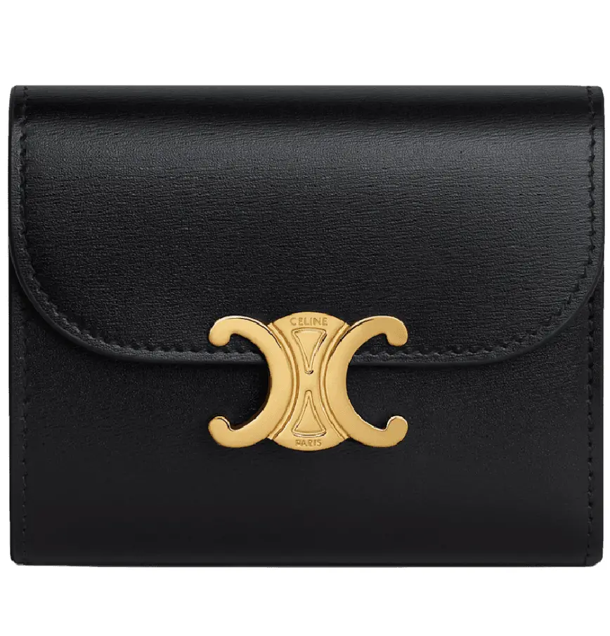 Ví Celine Small Wallet Triomphe In Shiny Calfskin 'Black' 10D783DPV-38NO