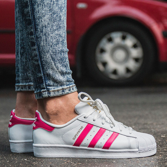 Giày Adidas Superstar J 'White Pink Buzz' B23644 - Ảnh 4