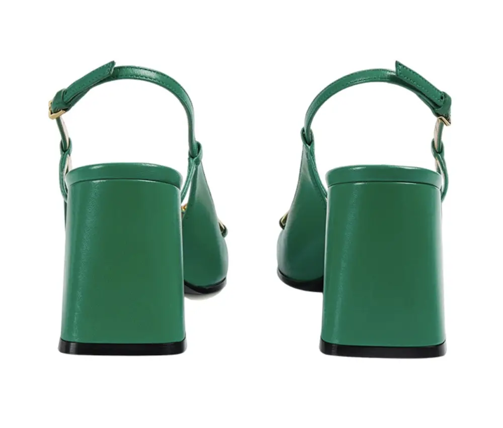 Alternative view of Giày Gucci Mid-heel Sandal Elastic Back Strap And Horsebit 'Green' 643892-C9D00-3727
