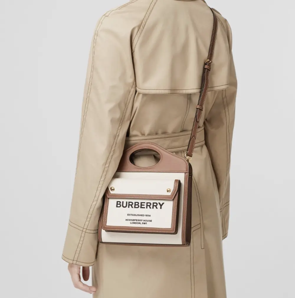 Túi Burberry Bag Mini Two-tone Canvas Leather Pocket 'Beige' 80393611 - Ảnh 3