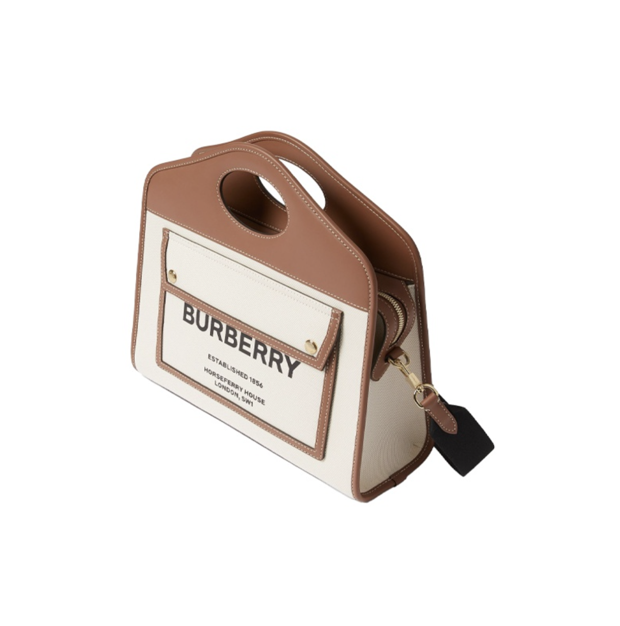 Túi Burberry Bag Two-tone Canvas Leather Small Pocket Tote 'Beige' 80367841 - Ảnh 8