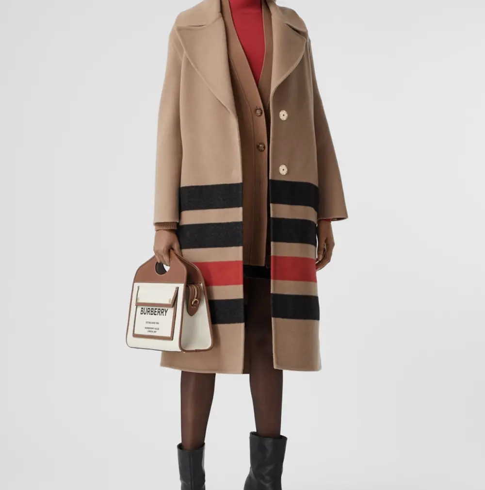 Alternative view of Túi Burberry Bag Two-tone Canvas Leather Small Pocket Tote 'Beige' 80367841