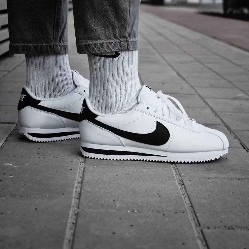 Giày Nike Cortez Basic Leather 'White Black' 819719-100 - Ảnh 2