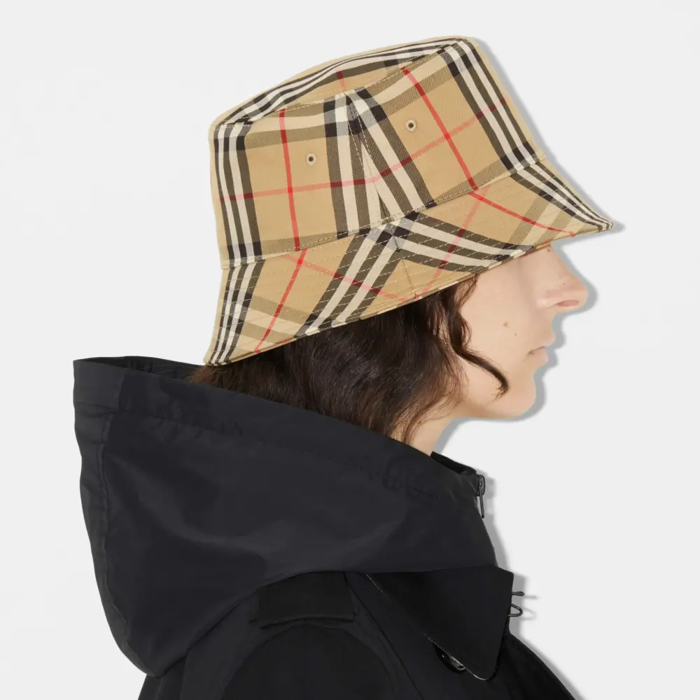 Mũ Burberry Vintage Check Cotton Blend Bucket Hat 'Beige' 80269271 - Ảnh 3