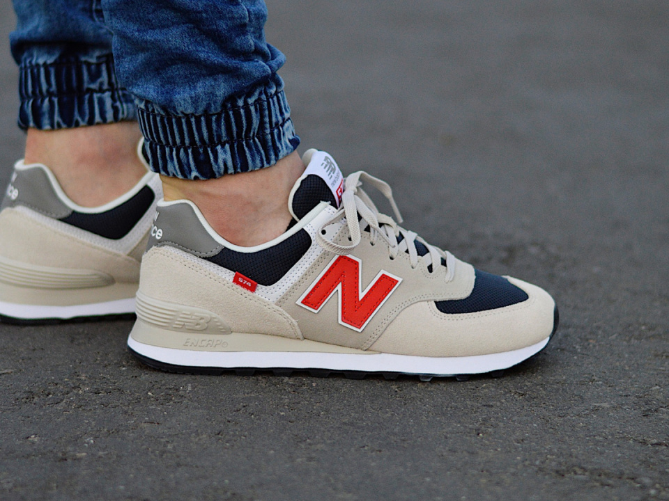 Giày New Balance 574 'Beige Red Blue' ML574SJ2 - Ảnh 2