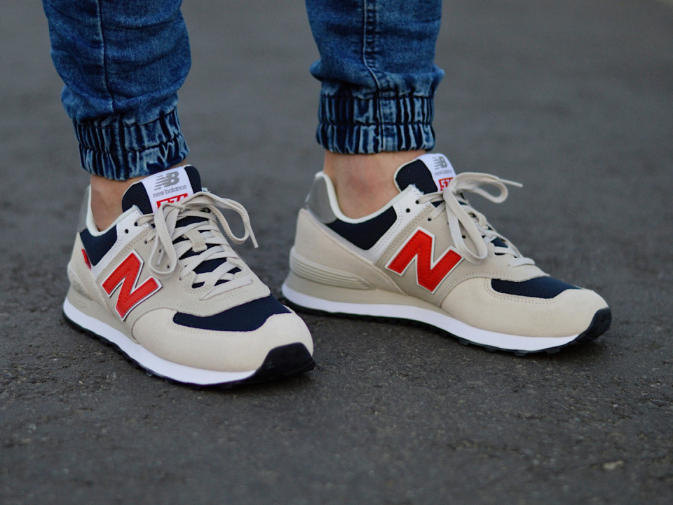 Giày New Balance 574 'Beige Red Blue' ML574SJ2 - Ảnh 3