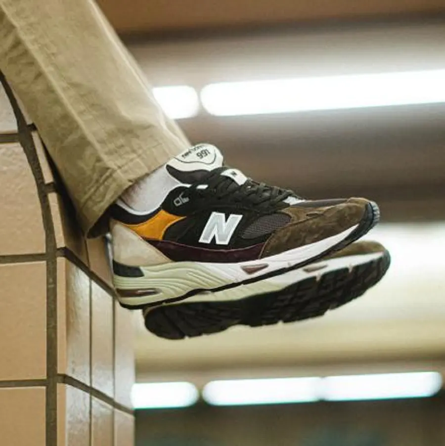 Giày New Balance 991 Made In England Green Yellow Beige M991GYB - Ảnh 4