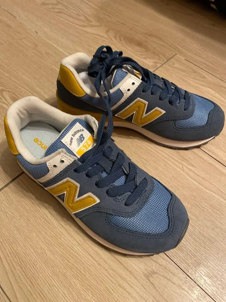 Giày New Balance Wmns 574 'Blue Yellow White' WL574LDD - Ảnh 3