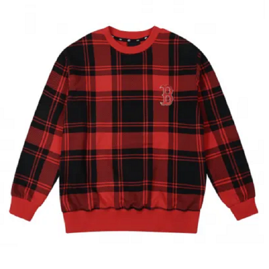 Áo MLB Check All Overfit Sweatshirt Boston Red Sox 31MTE3041-43R