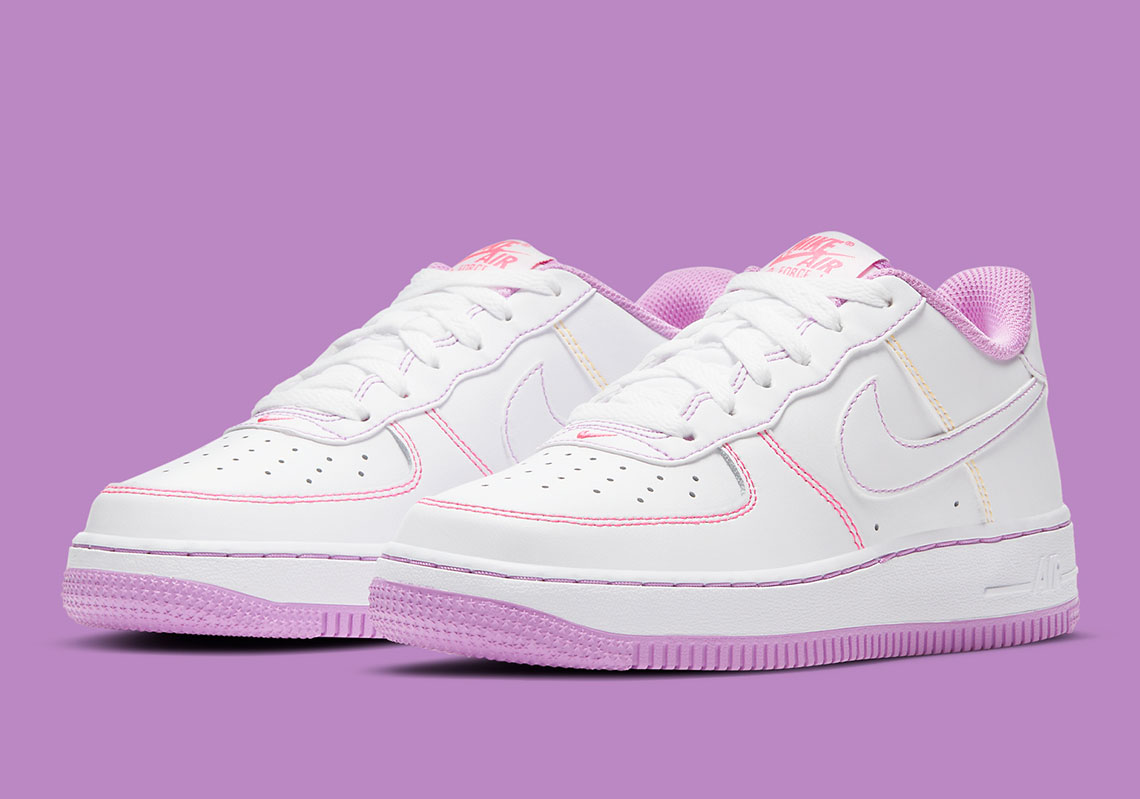 Giày Nike Air Force 1 '07 Low GS 'Contrast Stitch - Fuchsia Glow' CW1575-110 - Ảnh 3