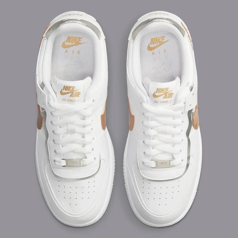 Giày Nike Wmns Air Force 1 Shadow 'White Metallic Gold' DM3064-100 - Ảnh 4