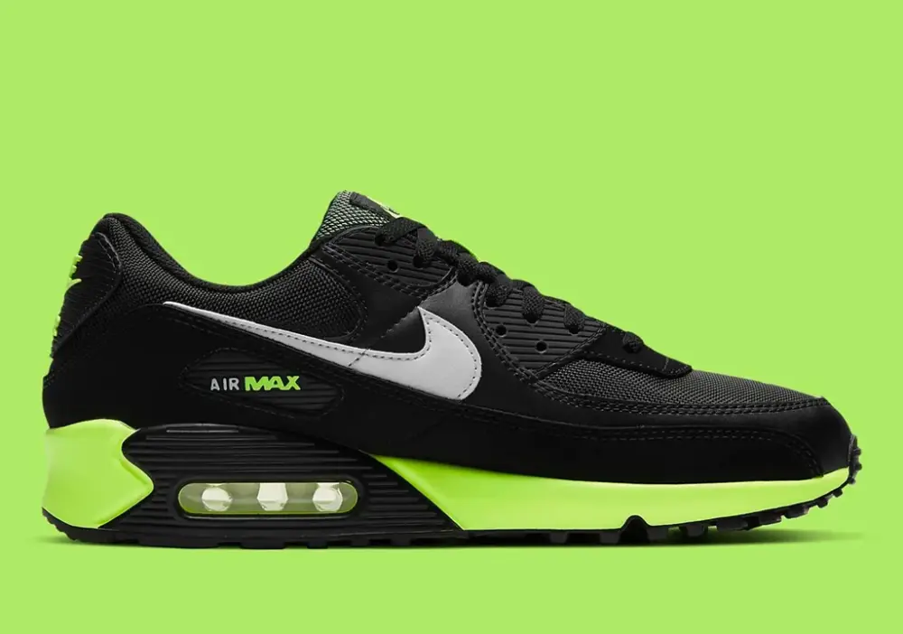 Alternative view of Giày Nike Air Max 90 'Black Hot Lime' DB3915-001