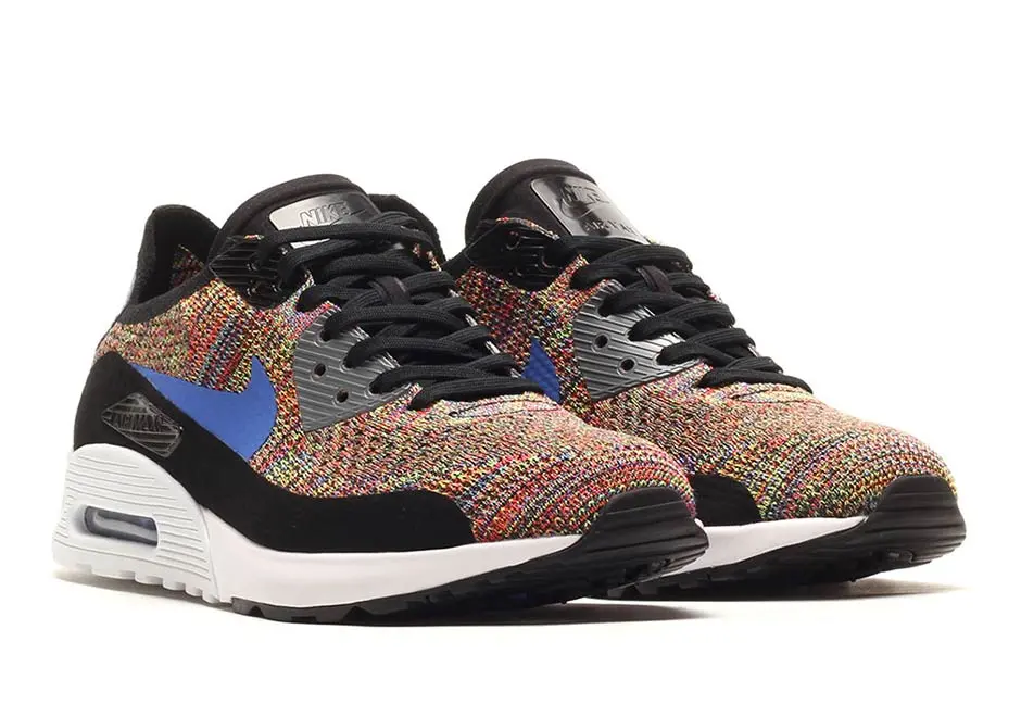 Alternative view of Giày Nike Air Max 90 Ultra 2.0 Flyknit 'Black Medium Blue Cool Grey' 881109-001