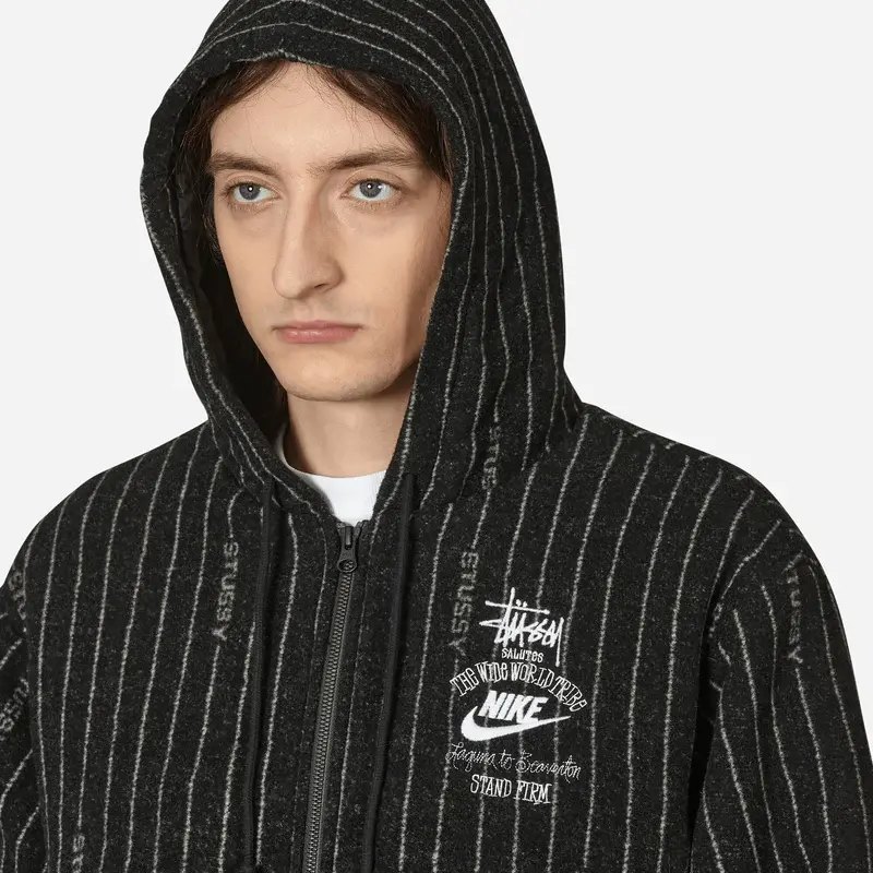 Áo Nike x Stussy Striped Wool Jacket 'Black' DR4023-010 - Ảnh 3