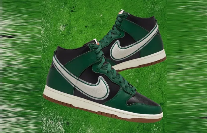 Giày Nike Dunk High 'Chenille Swoosh Black Green' DR8805-001 - Ảnh 3
