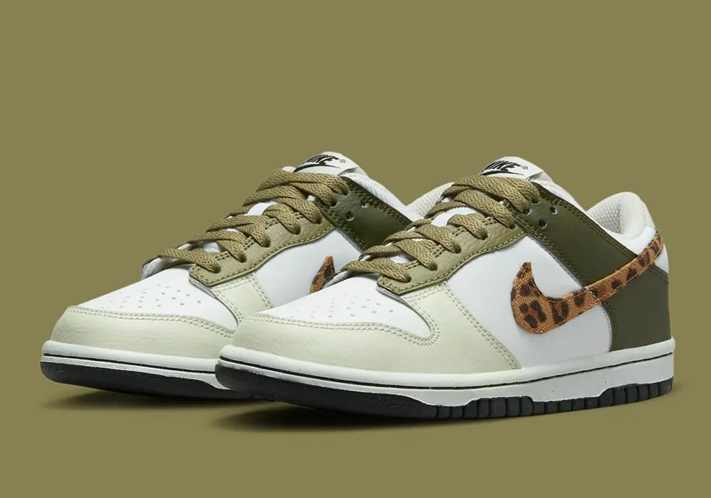 Alternative view of Giày Nike Dunk Low Olive Leopard (GS) DX9282-100