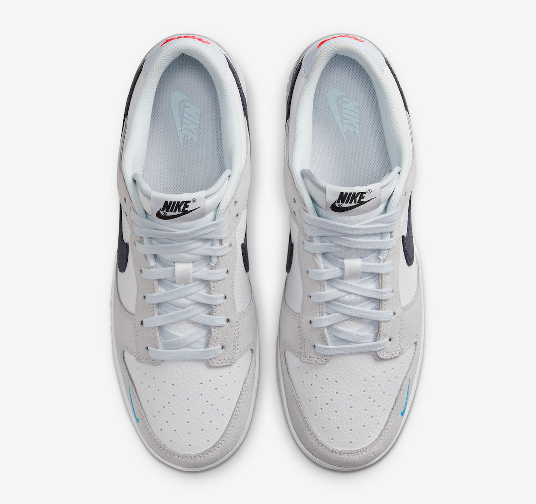 Giày Nike Dunk Low 'White Grey Navy Aqua' FJ4227-001 - Ảnh 7