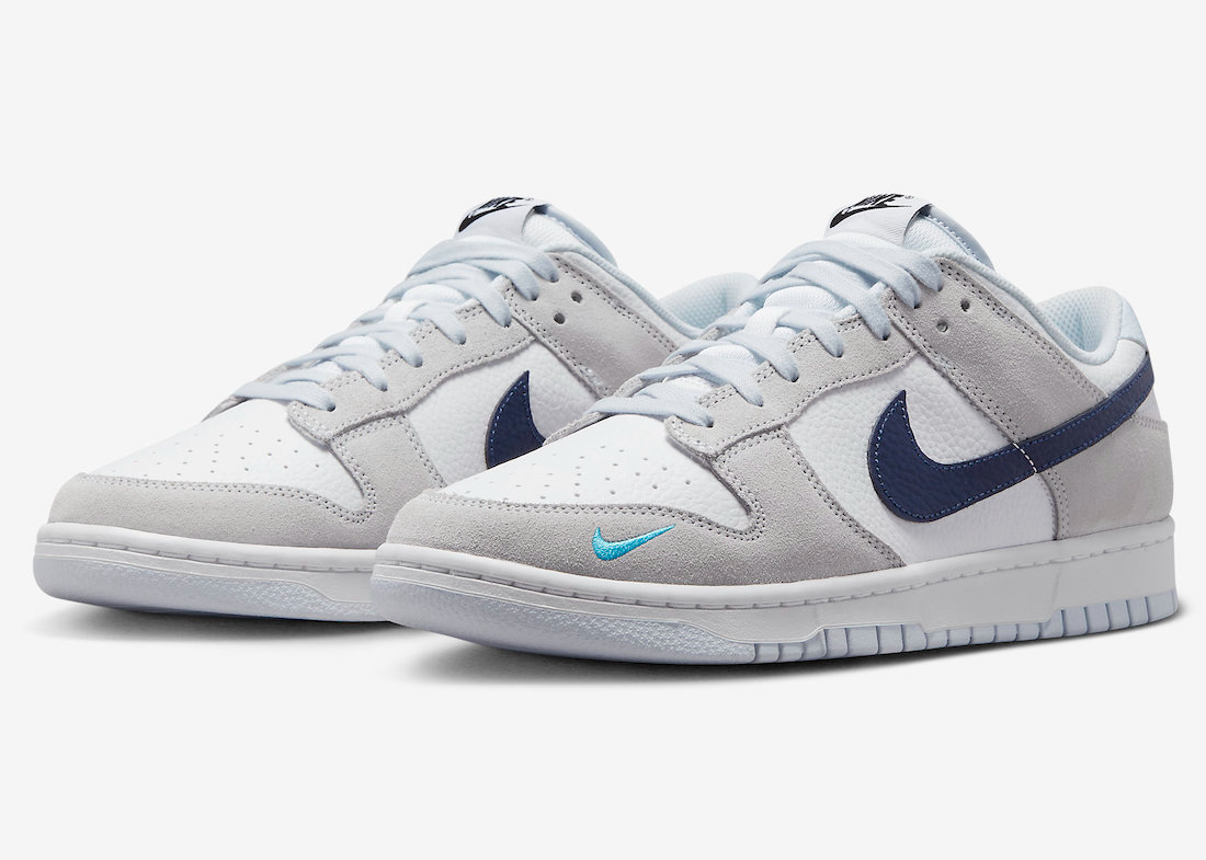 Giày Nike Dunk Low 'White Grey Navy Aqua' FJ4227-001 - Ảnh 6