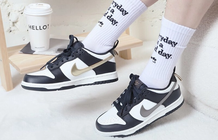 Giày Nike Dunk Low 'Black White Metallic' DH9764-001 - Ảnh 3