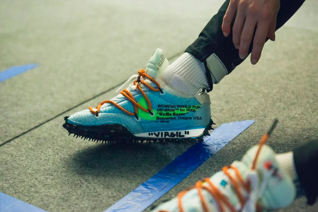 Giày Nike Off-White x Wmns Waffle Racer 'Vivid Sky' CD8180-400 - Ảnh 2