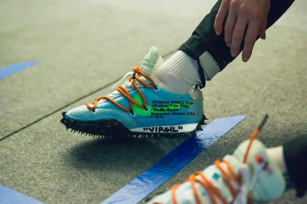 Alternative view of Giày Nike Off-White x Wmns Waffle Racer 'Vivid Sky' CD8180-400