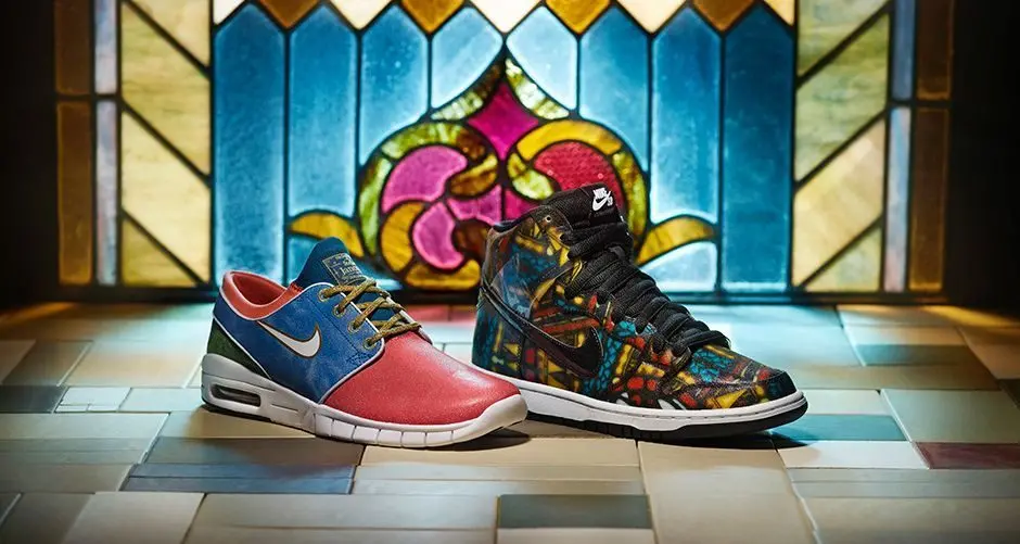 Giày Nike Concepts x SB Dunk High 'Stained Glass' 313171 606 - Ảnh 6