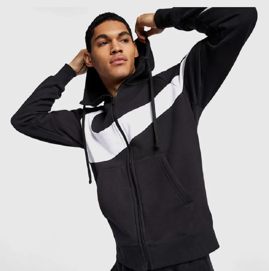Áo Nike Sportswear Big Swoosh Fleece Sweater ‘Black White’ BQ6458-010 - Ảnh 4
