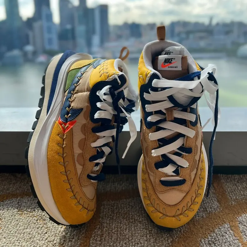 Giày Nike Vaporwaffle sacai Jean Paul Gaultier 'Sesame Blue' DH9186-200 - Ảnh 3