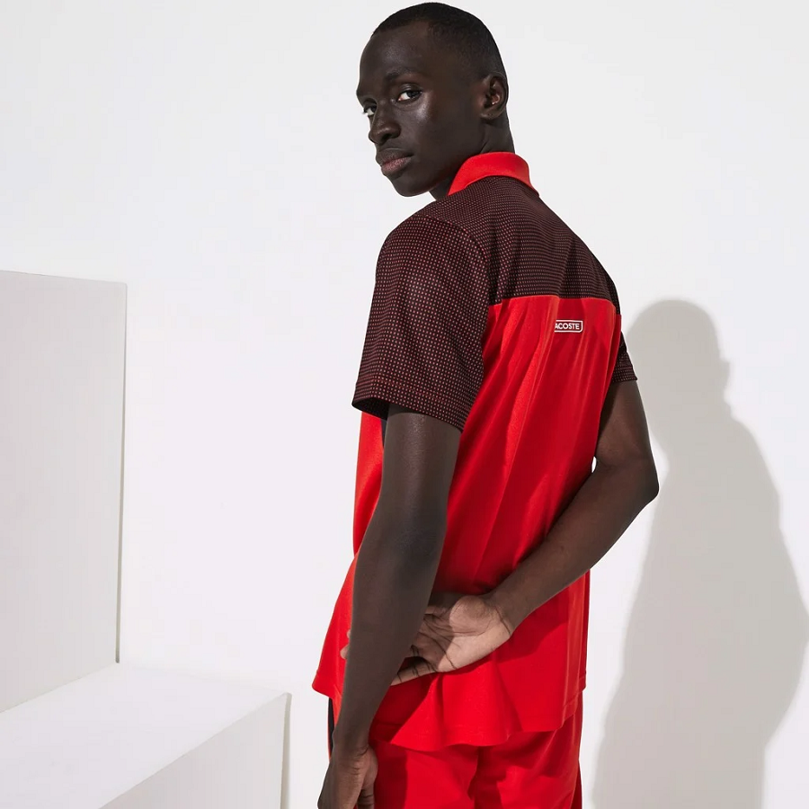 Áo Lacoste Polo SPORT Mesh Sleeved Tennis Red GCR DH4776-51-GCR - Ảnh 3