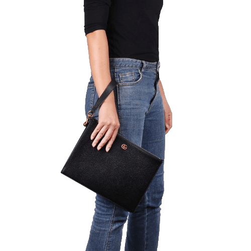 Túi Gucci GG Marmont Leather Pouch 475317 DJ20T 1000 - Ảnh 5