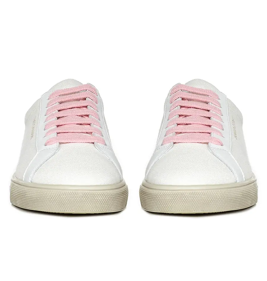 Giày Saint Laurent Andy Low White and Pink Fabric Sneakers 60683112N709035 - Ảnh 3
