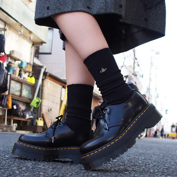 Giày Dr.Martens 1461 Quad Black Polished Smooth 'Black' 25567001 - Ảnh 3