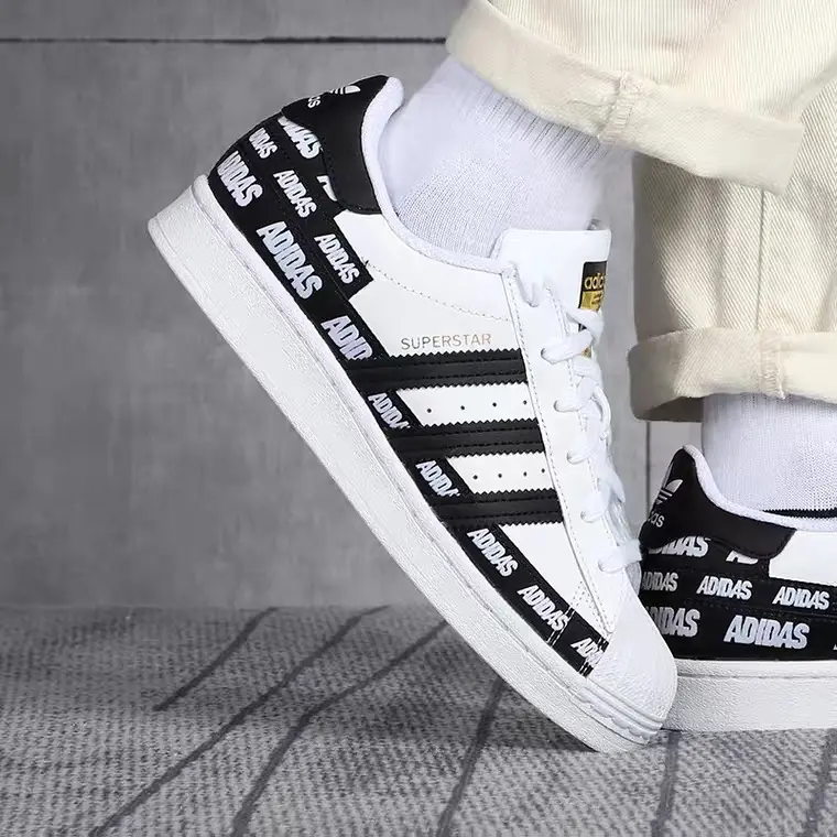 Alternative view of Giày Adidas Superstar 'Wordmark Heel Stripe - White Black' FX5558