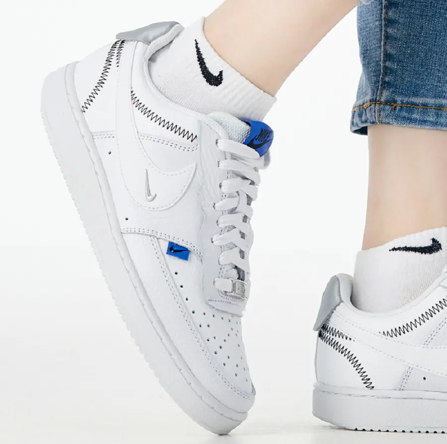Giày Nike Court Vision SE 'White Metallic Silver' DD1648-100 - Ảnh 3