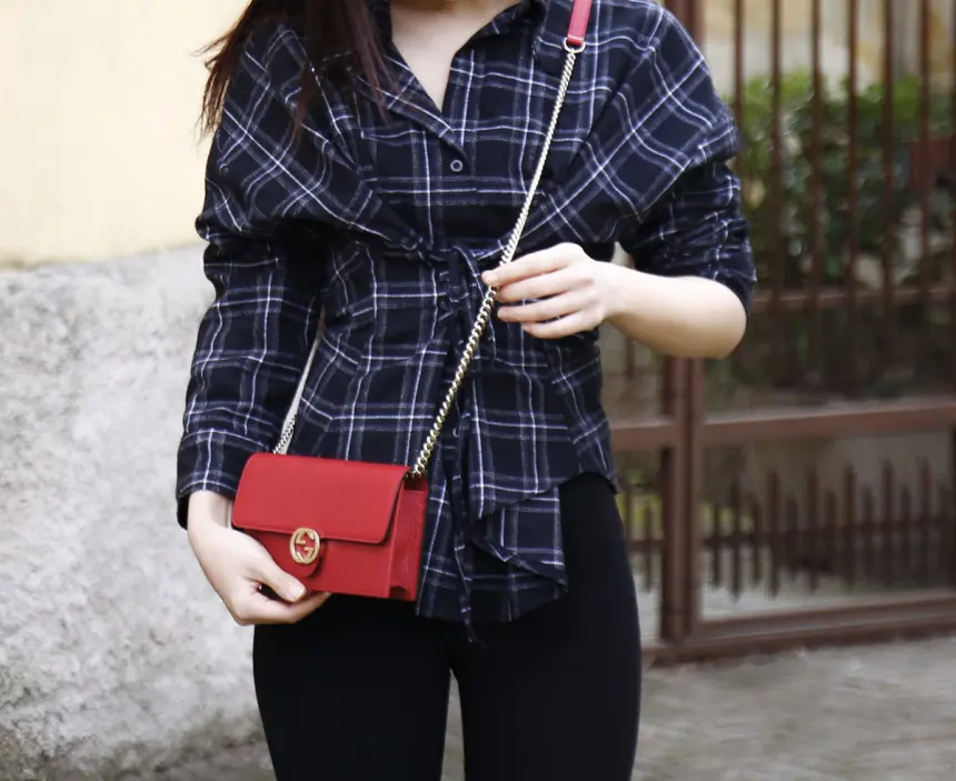 Túi Gucci Leather GG Chain Shoulder Bag Messenger Bag Red 510314 CAO0G 6420 - Ảnh 3