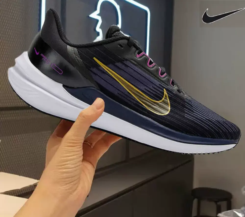 Giày Nike Air Winflo 9 'Black Gold Suede' DD6203-007 - Ảnh 8