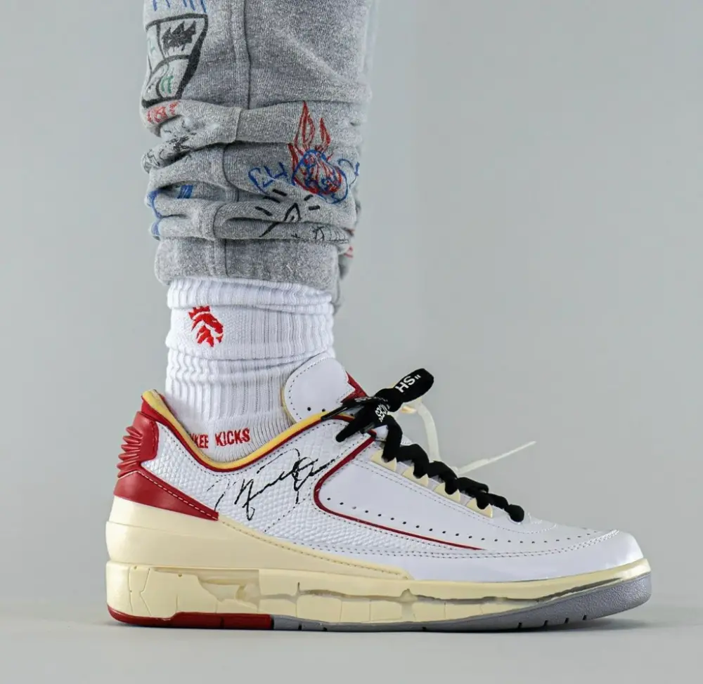 Giày Nike Off-White x Air Jordan 2 Retro Low SP 'White Varsity Red' DJ4375-106 - Ảnh 7