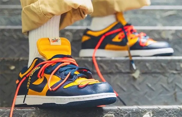 Giày Nike Dunk Low Off-White University Gold Midnight Navy CT0856-700 - Ảnh 7