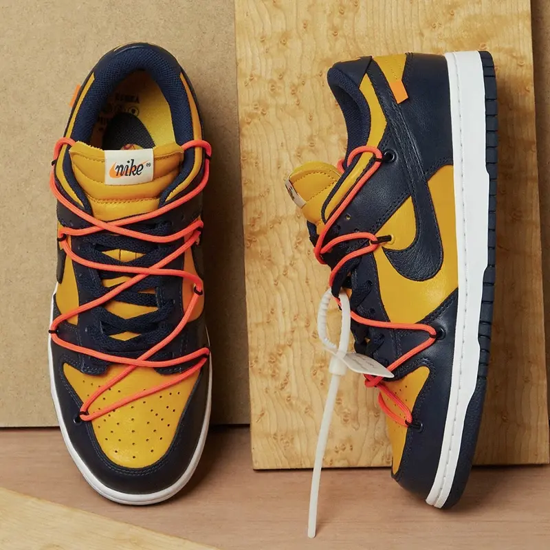 Giày Nike Dunk Low Off-White University Gold Midnight Navy CT0856-700 - Ảnh 6
