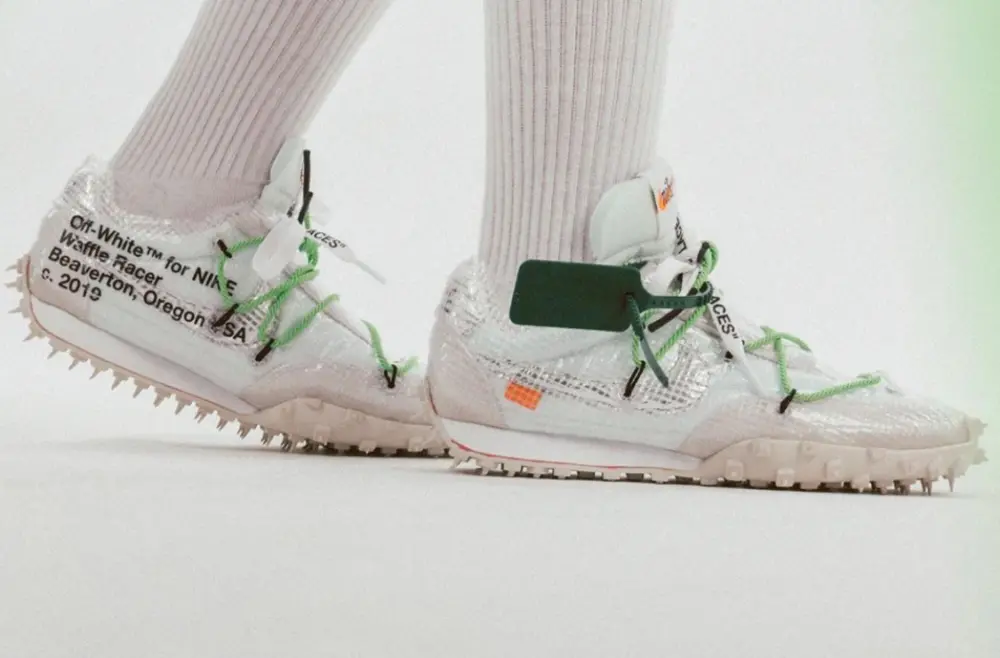 Giày Nike Waffle Racer Off-White 'White Green' CD8180-100 - Ảnh 5