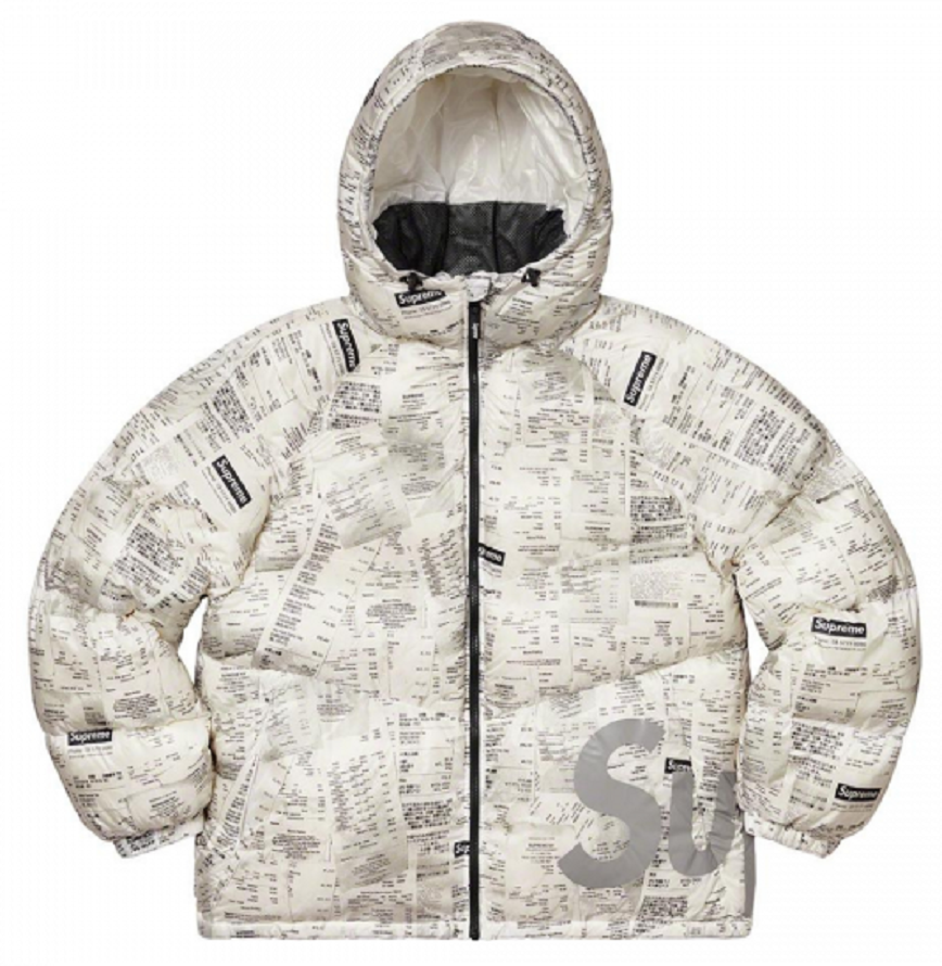 Áo Supreme Hooded Down Jacket 'Receipts'