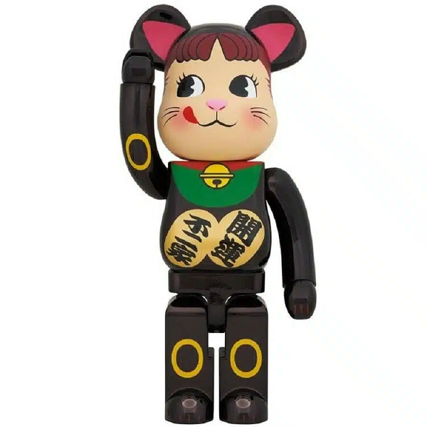 Mô Hình Bearbrick Pekochan Neko - Black Chrome 100% % 400% - Ảnh 3