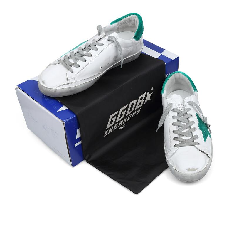 Giày Golden Goose Superstar White Green G32MS590-E49 - Ảnh 5
