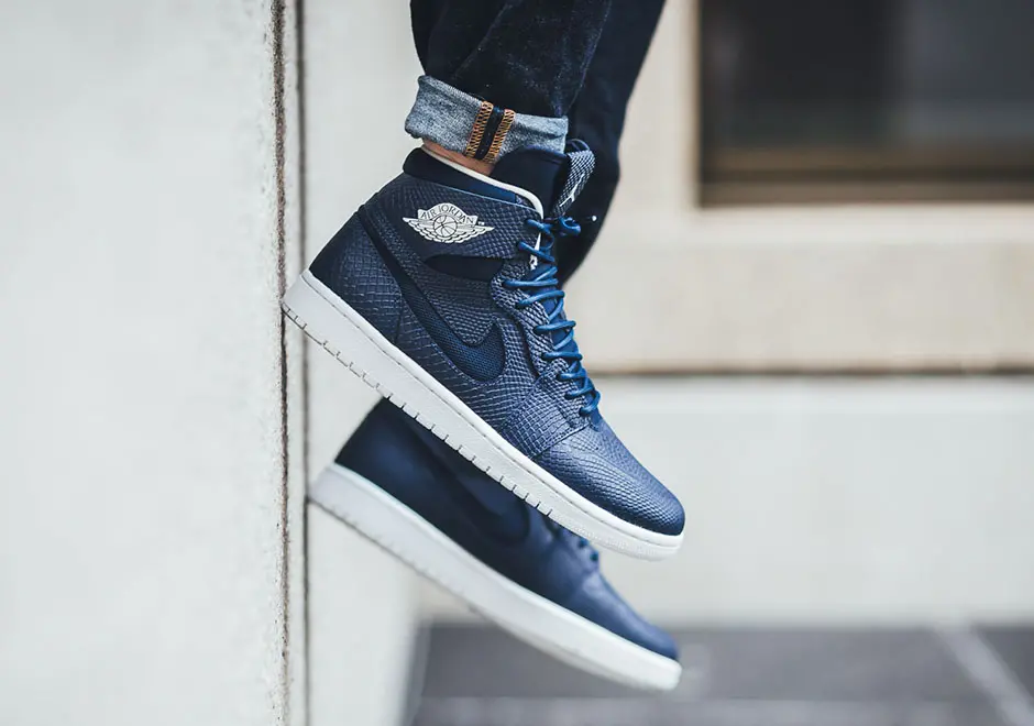 Giày Nike Air Jordan 1 High Nouveau 'Navy Snake' 819176-407 - Ảnh 6