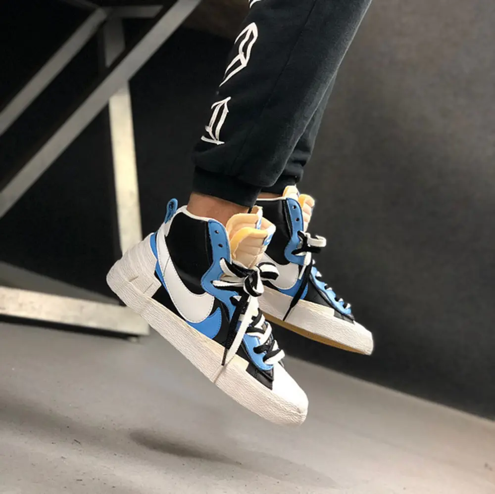 Giày Nike Sacai x Blazer Mid 'Black Blue' BV0072-001 - Ảnh 8