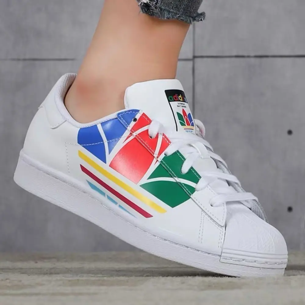 Alternative view of Giày Adidas Superstar Pure 'Colorful Trefoil - Cloud White' FU9519