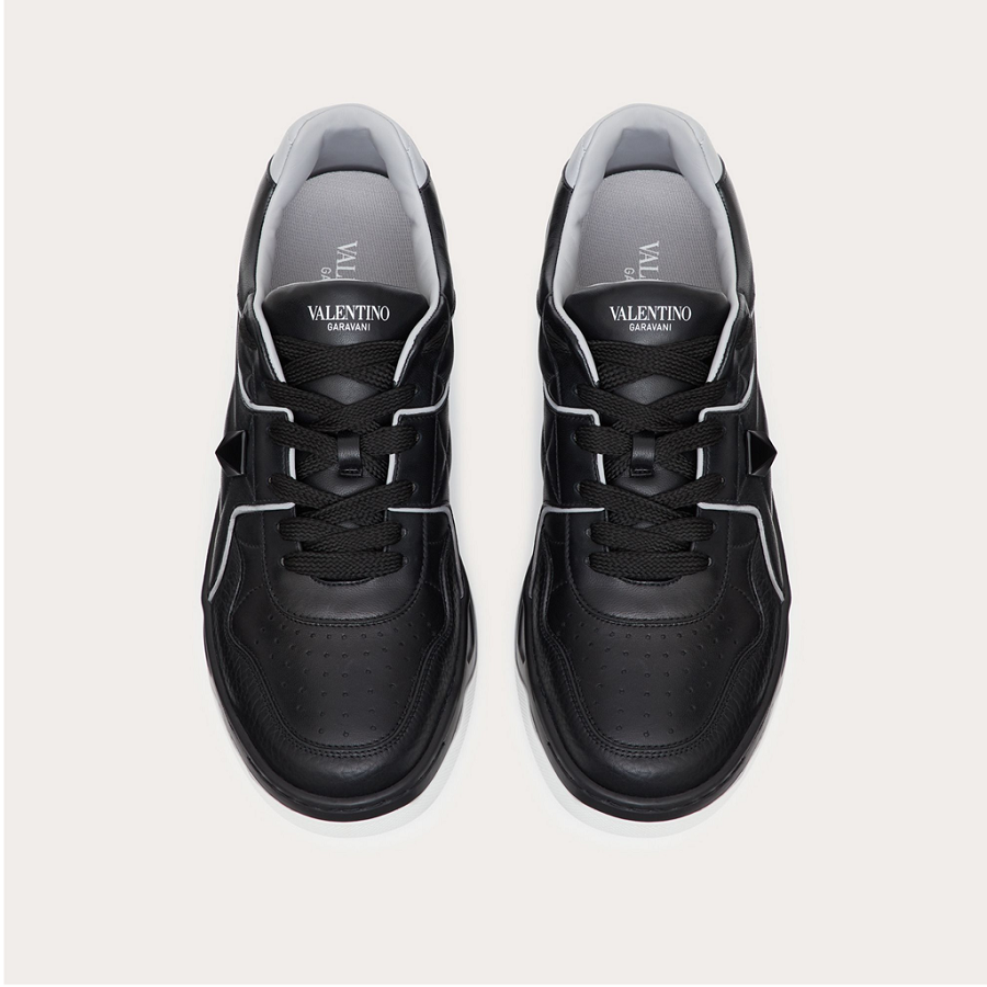 Giày Valentino One Stud Low-Top Nappa Black Gray WY2S0E71NWN00A - Ảnh 5